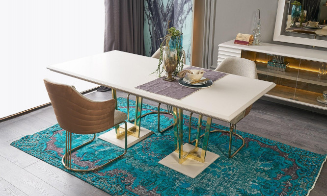 Eetkamer set Eethoek Eetkamer meubels Eettafel Eetkamer 9-delig Hout Beige