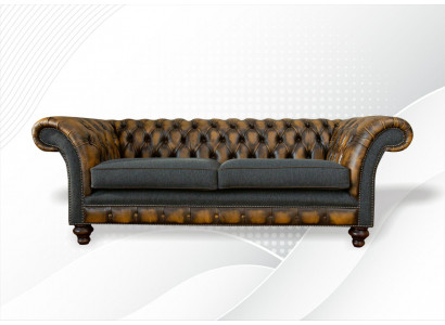 Chesterfield Geel Leder Designer Modern Design Meubels Luxe Woonkamer 3-zits