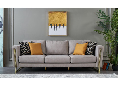 Driepersoons bank Bank 3-zits Grijs Stof Stoffen Bank Bank Moderne.