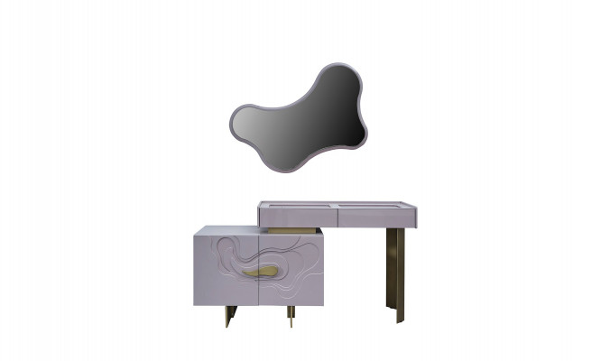 Kaptafels Console Set Commode met Spiegel Slaapkamer Roze Hout