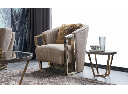 Moderne fauteuil eenzitter stof woonkamer bruin gestoffeerd zitje zitplaats