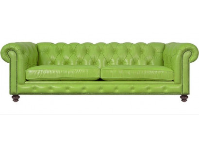 Woonkamer Chesterfield Sofa Groen Groot Premium Leder Designer Meubels 4-zitter Nieuw