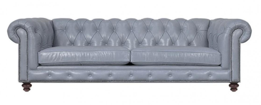 Woonkamer Chesterfield Sofa Groen Groot Premium Leder Designer Meubels 4-zitter Nieuw