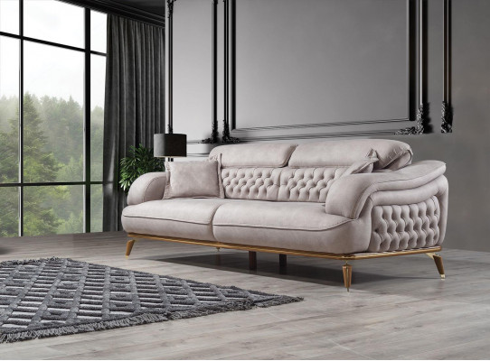 Moderne woonkamer compleet 2x driezitsbank Designer fauteuil Inrichting