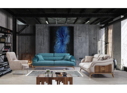 Luxe 2x bankstel driepersoons woonkamerset fauteuil bekleding inrichting meubels nieuw