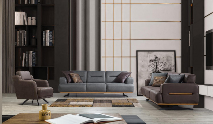 Complete inrichting bankstel driezitter woonkamer bank gestoffeerde fauteuil nieuw