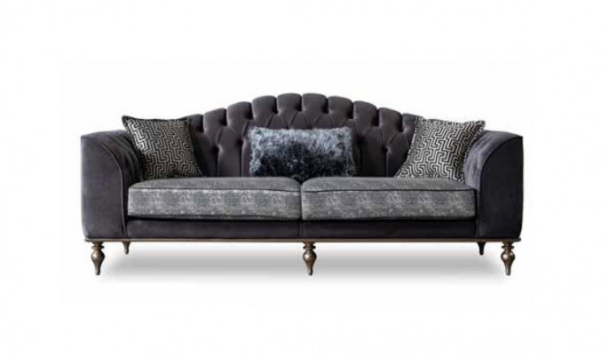 Chesterfield driezits Grijze gestoffeerde bank Moderne designbanken