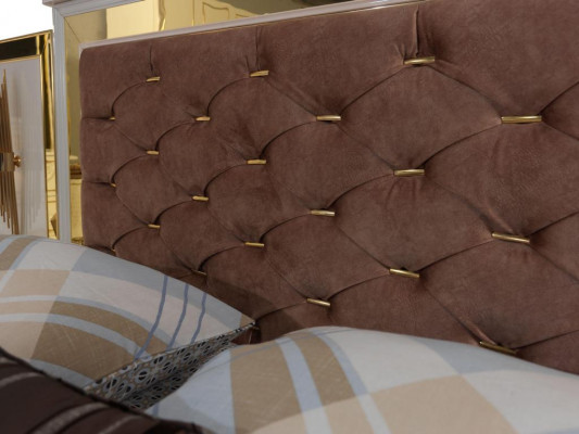 Slaapkamer Bed Ontwerp Inrichting Luxe Gestoffeerde Bedden Bruin Modern