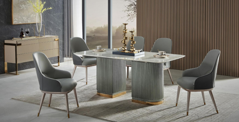 Design Set 6x Stoel Armstoel Gewatteerde Stoelen Horeca Eetkamer Leer Nieuwe Fauteuil