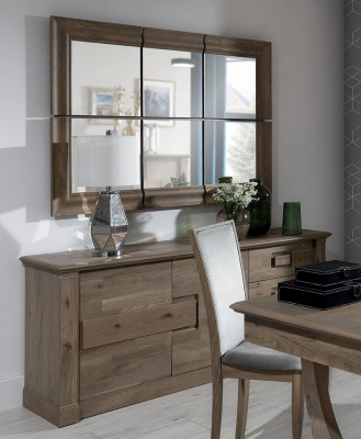 Ladenkast kast met spiegel xxl dressoir buffet hout nieuw dressoir 2-delige houten set