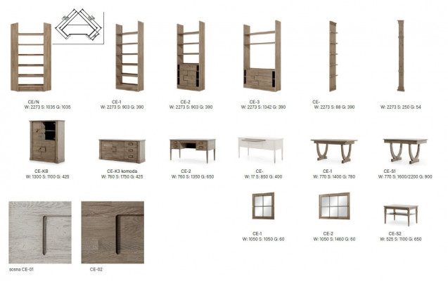 Ladenkast kast met spiegel xxl dressoir buffet hout nieuw dressoir 2-delige houten set
