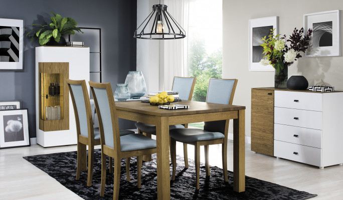 Stel van 4 stoelen Luxe Design Gestoffeerd Massief Hout Kantoor Kantoor Eetkamerstoel Zitting