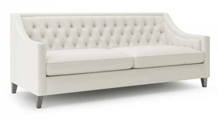 Witte driezits Chesterfield, modern design bankstel van textiel, nieuw origineel meubel.