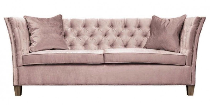 Chesterfield tweezits lichtgrijze stoffen woonkamer designbank creatief.