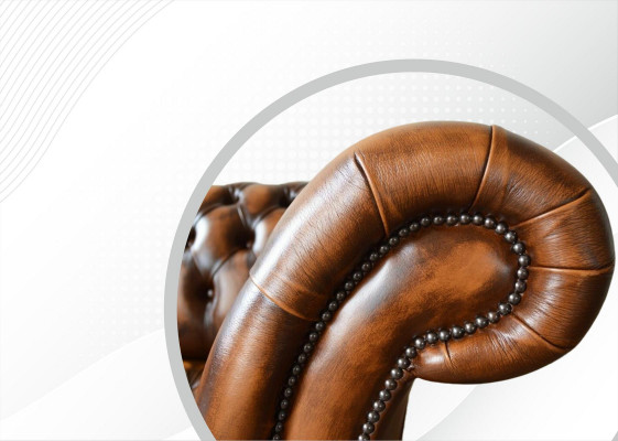 Bruine Chesterfield Sofa Bank Bekleding Leren Bankstel 4-zits