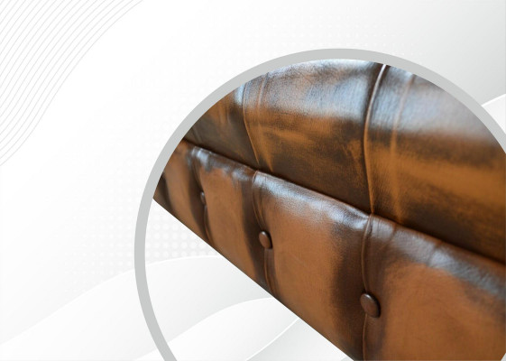 Bruine Chesterfield Sofa Bank Bekleding Leren Bankstel 4-zits