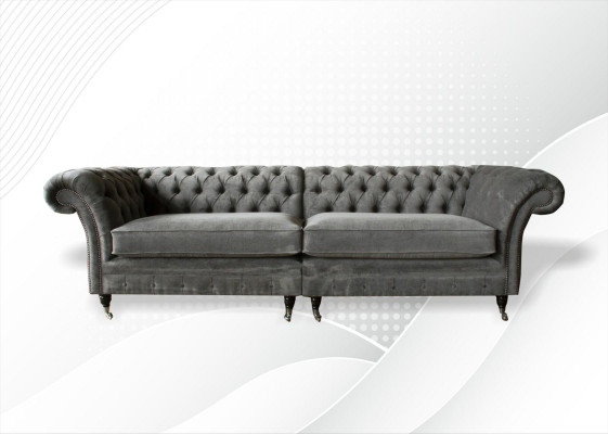 XXL Chesterfield bank 4-zits bank Bekleding Zitset Textiel Leer
