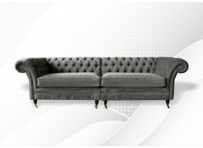 XXL Chesterfield bank 4-zits bank Bekleding Zitset Textiel Leer