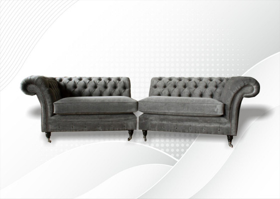XXL Chesterfield bank 4-zits bank Bekleding Zitset Textiel Leer