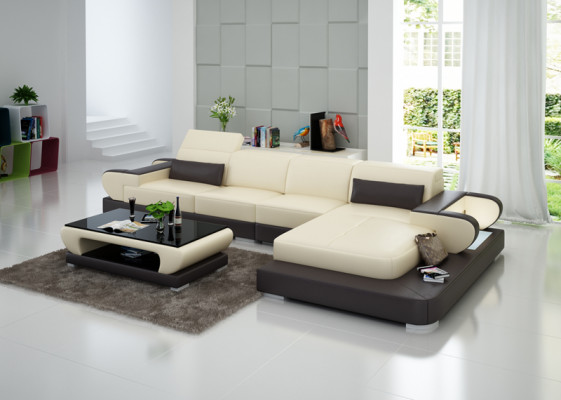 Elegante Nieuwe L-vormige designer leren bank voor stijlvolle woonruimtes.