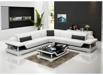 Leren bankstel met USB woonlandschap hoekbank hoekbankstel design modern bankstel G8004B