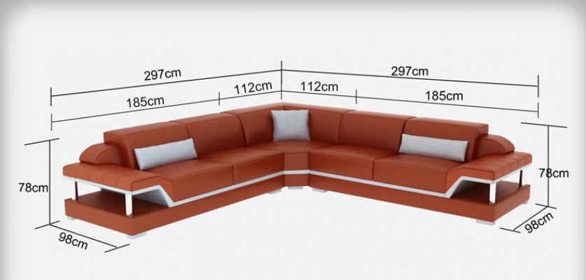 Leren bankstel met USB woonlandschap hoekbank hoekbankstel design modern bankstel G8004B