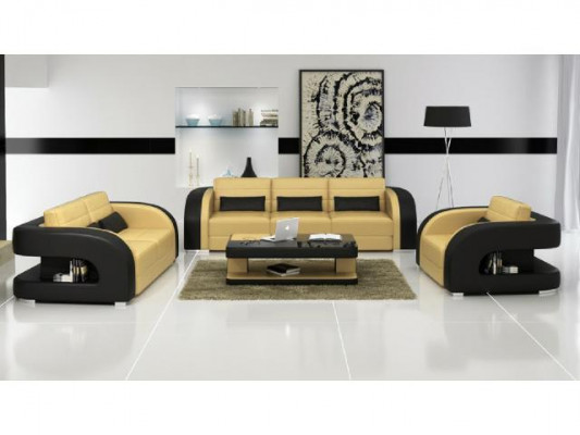 Sofa set Leren bank USB bank Bank Bank Woonlandschap Sets 3+2+1 Nieuw.