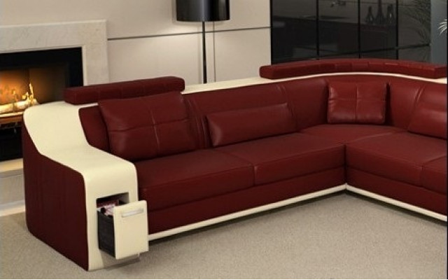Hoekbank met USB lederen textiel bank bank bekleding woonlandschap L set zitplaatsen