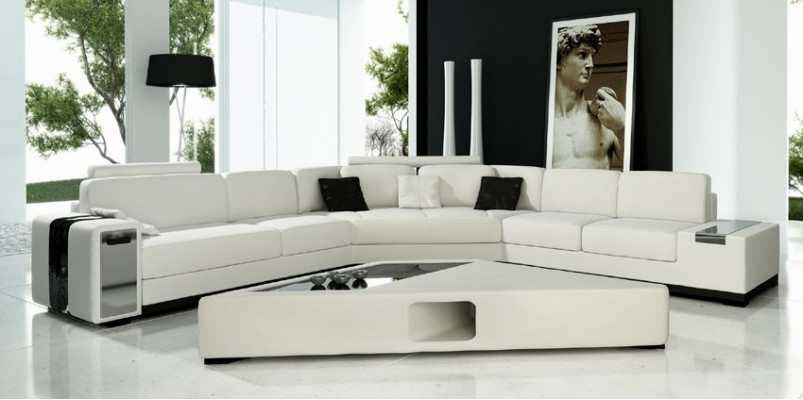 Moderne hoekbank woonlandschap bank tafel dressoir bank USB hoekbank set 3-dlg.