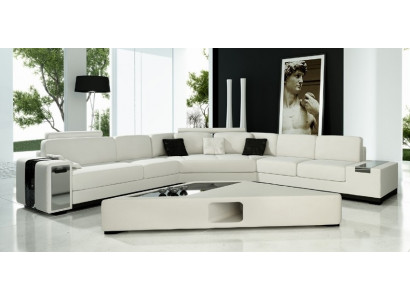 Moderne hoekbank woonlandschap bank tafel dressoir bank USB hoekbank set 3-dlg.