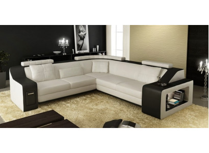 Hoekbank Leer Textiel Bank Bank USB Bekleding Woonlandschap L Set Stoel Nieuw