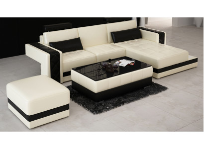 Leren bank met USB woonlandschap hoekbank hoekstel modern ontwerp moderne bank L6010D.