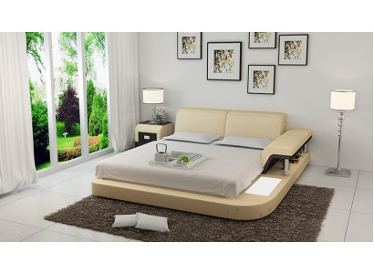 Ontwerp bed XXL Grote bedden Lederen Hotelbekleding 180x200 Multifunctioneel rek USB