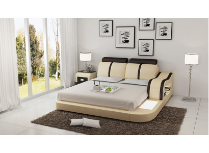 Ontwerp Bed XXL Grote Bedden Leer Hotel Bekleding 180x200 Multifunctioneel Rek USB