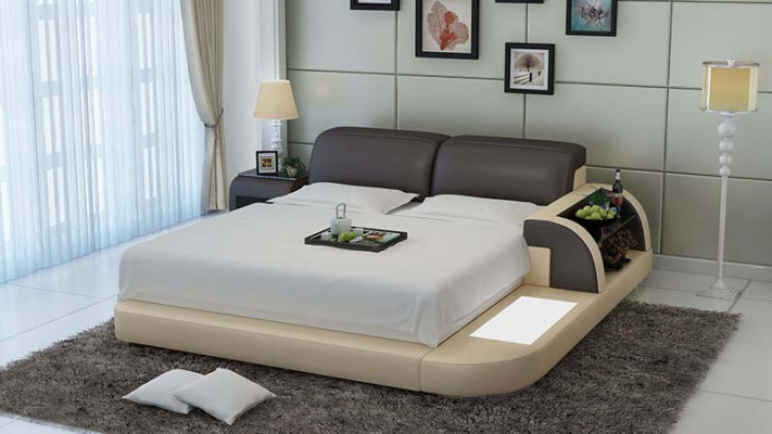 Ontwerp bed XXL Grote Bedden Lederen Hotel Bekleding 180x200 Multifunctioneel Plank USB