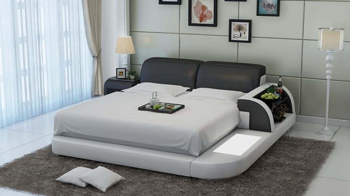 Ontwerp bed XXL Grote Bedden Lederen Hotel Bekleding 180x200 Multifunctioneel Plank USB