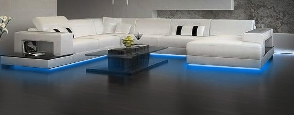 Woonlandschap bank bekleding hoek bankstel ontwerper leren bank Grote bank met USB