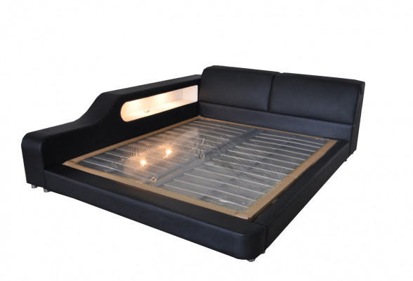 Ontwerpbed XXL Grote bedden Lederen bekleding Hotel 200x200cm Multifunctioneel rek USB