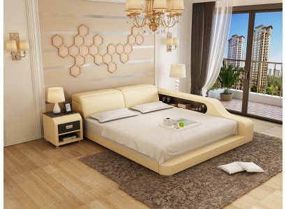 Ontwerp gestoffeerd tweepersoonsbed Moderne bedden Slaapkamer 200x210cm met USB & plank