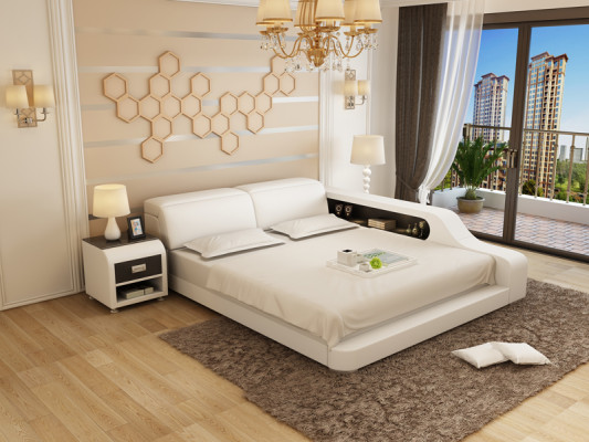 Ontwerp gestoffeerd tweepersoonsbed Moderne bedden Slaapkamer 200x210cm met USB & plank