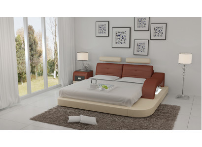 Ontwerp Bed XXL Groot Bed Hotel Bekleed 160x200 Multifunctioneel rek USB Leer