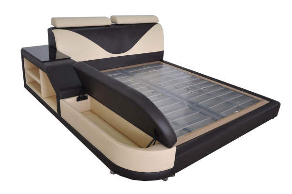 Ontwerp Multifunctioneel Bed XXL Grote Bedden Lederen Hotel Bekleding 180x200 Plank USB