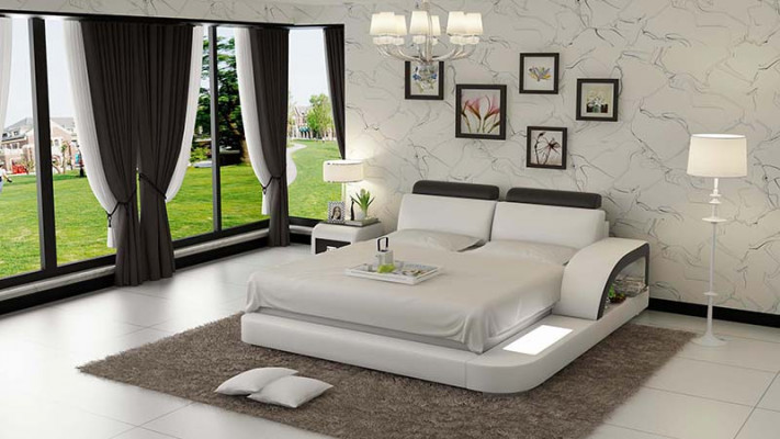 Design Gestoffeerd Tweepersoonsbed Moderne Bedden Slaapkamer met USB & Plank 160x200cm