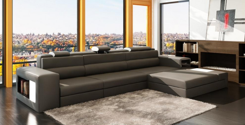 Designbank Bank Bank Bank Hoekbank Set Woonlandschap Leren Bank Haid -G