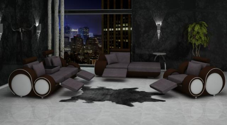 Bankstel van leer en textielstof bankstel 3+lounge+1 woonlandschap