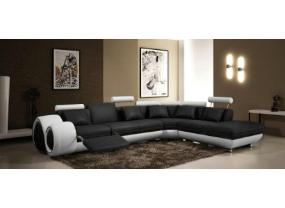 LEREN BANKSTEL DESIGNER LEREN BANKSTEL HOEKBANK SET BANK WOONLANDSCHAP NIEUW ZWART