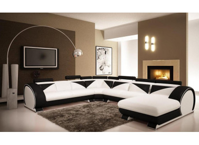 Leren bank U-vorm met USB-hoekbank gestoffeerde bank lederen bank zitje hoekset hoek