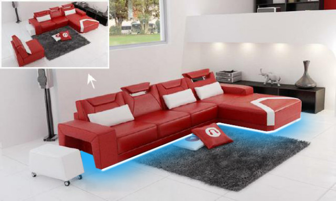 Woonlandschap Bekleed Hoekbank Bankstel Lederen Landschap PH739B Nieuw