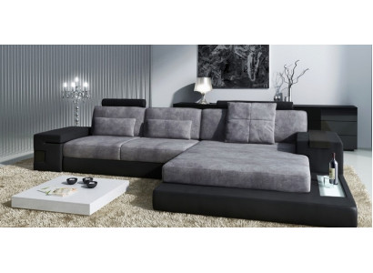 L-vormige woonlandschap bank Big XXL bank leren bekleding hoek set stof textiel