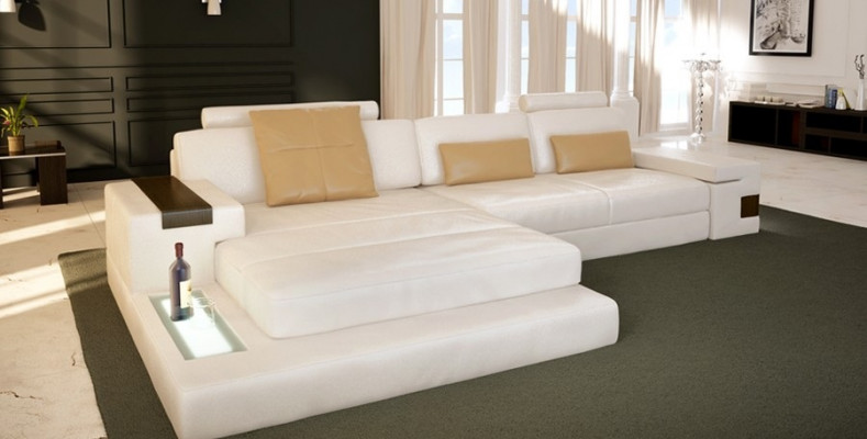 L-vormige woonlandschap bank Big XXL bank leren bekleding hoek set stof textiel